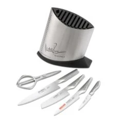 Global Michel Roux Jr GR52/SS6 - 6 Piece Stainless Steel Knife Block Set (GR52/SS6) -SharpCraft Store 252729011 1 640x640