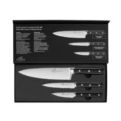 Lion Sabatier® Egide 3 Piece Knife Set - 10cm Paring, 13cm Utility & 20cm Cooks Knife (Black Handle With Stainless Steel Rivets) -SharpCraft Store 764580 3