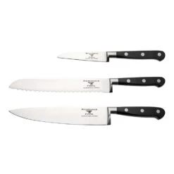 Rockingham Forge Pro Black Series 3 Piece Set (9cm Paring Knife, 20cm Cooks Knife & 20cm Bread Knife)