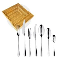 Robert Welch Arden Bright V Cutlery Set 42 Piece With Free Large Cutlery Tray