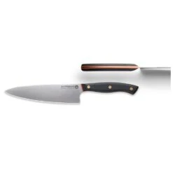 Savernake DNA CL18 18cm Chef's Knife - Anthracite & Orange With Traditional Handle -SharpCraft Store cl18 chefs kinfe top side 1