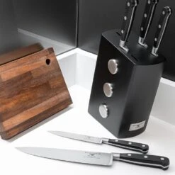 Rockingham Forge Pro Black Series 2 Piece Set (9cm Paring Knife & 18cm Santoku Knife) -SharpCraft Store frf 9009 block lifestyle 02 compressed 1 1 1