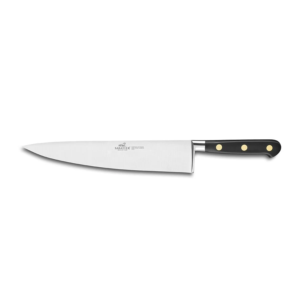 Lion Sabatier® Ideal Carbone 25cm Cook's Knife (Carbon Steel Blade With Black Handle & Brass Rivets) 3 Lion Sabatier® Ideal Carbone 25cm Cook's Knife (Carbon Steel Blade With Black Handle & Brass Rivets)