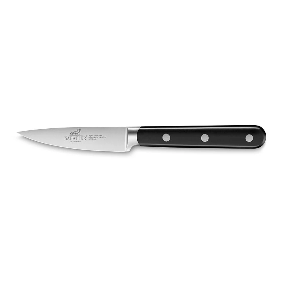 Lion Sabatier® Egide 9cm Paring Knife (Black Handle With Stainless Steel Rivets) 3 Lion Sabatier® Egide 9cm Paring Knife (Black Handle With Stainless Steel Rivets)