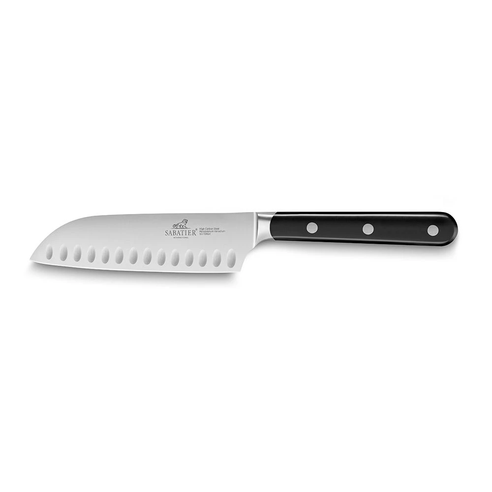 Lion Sabatier® Egide 2 Piece Knife Set - 9cm Paring & 13cm Santoku Knife (Black Handle With Stainless Steel Rivets) 6 Lion Sabatier® Egide 2 Piece Knife Set - 9cm Paring & 13cm Santoku Knife (Black Handle With Stainless Steel Rivets) - Image 4