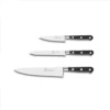 Lion Sabatier® Ideal 3 Piece Knife Set - 10cm Paring, 12cm Serrated Utility & 20cm Cooks Knife (Black Handle With Stainless Steel Rivets) -SharpCraft Store kk 804480