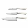 Lion Sabatier® Edonist Perle 3 Piece Knife Set - 10cm Paring, 12cm Serrated Utility & 20cm Cooks Knife (Pearl Handle With Stainless Steel Rivets) -SharpCraft Store kk 808381