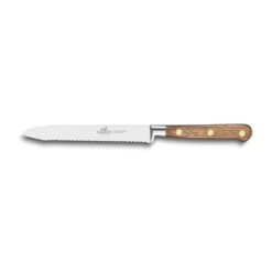 Lion Sabatier® Ideal Perigord 3 Piece Knife Set - 10cm Paring, 12cm Serrated Utility & 20cm Cooks Knife (Walnut Handle With Brass Rivets)