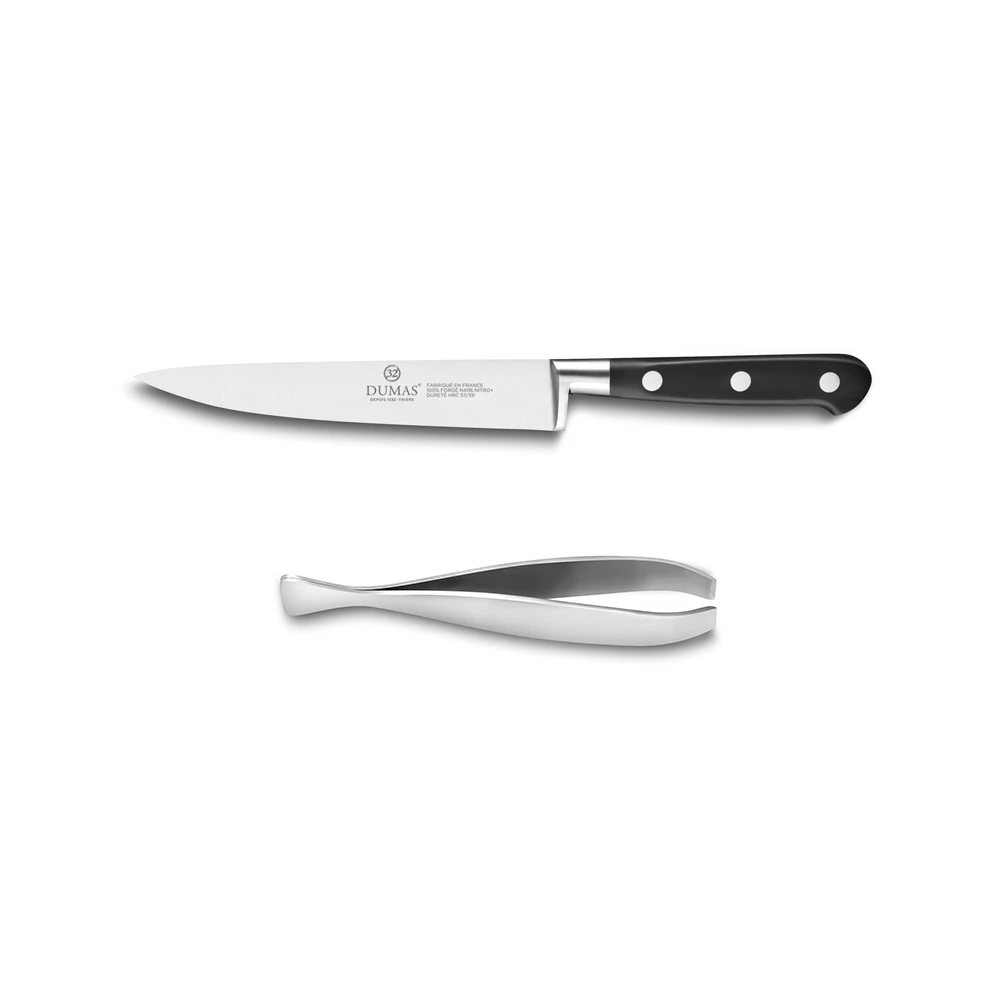 Lion Sabatier® Ideal 2 Piece Knife Set - Filleting Knife & Tweezer (Black Handle With Stainless Steel Rivets) 3 Lion Sabatier® Ideal 2 Piece Knife Set - Filleting Knife & Tweezer (Black Handle With Stainless Steel Rivets)