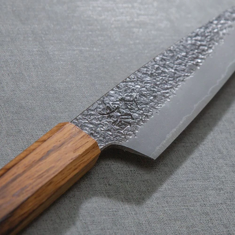 Sakai Takayuki Homura Guren (Aogami 2 Steel) Japanese Chef's Kengata-Utility Knife 150mm With Urushi Lacquered Oak Handle 4 Sakai Takayuki Homura Guren (Aogami 2 Steel) Japanese Chef's Kengata-Utility Knife 150mm With Urushi Lacquered Oak Handle - Image 2