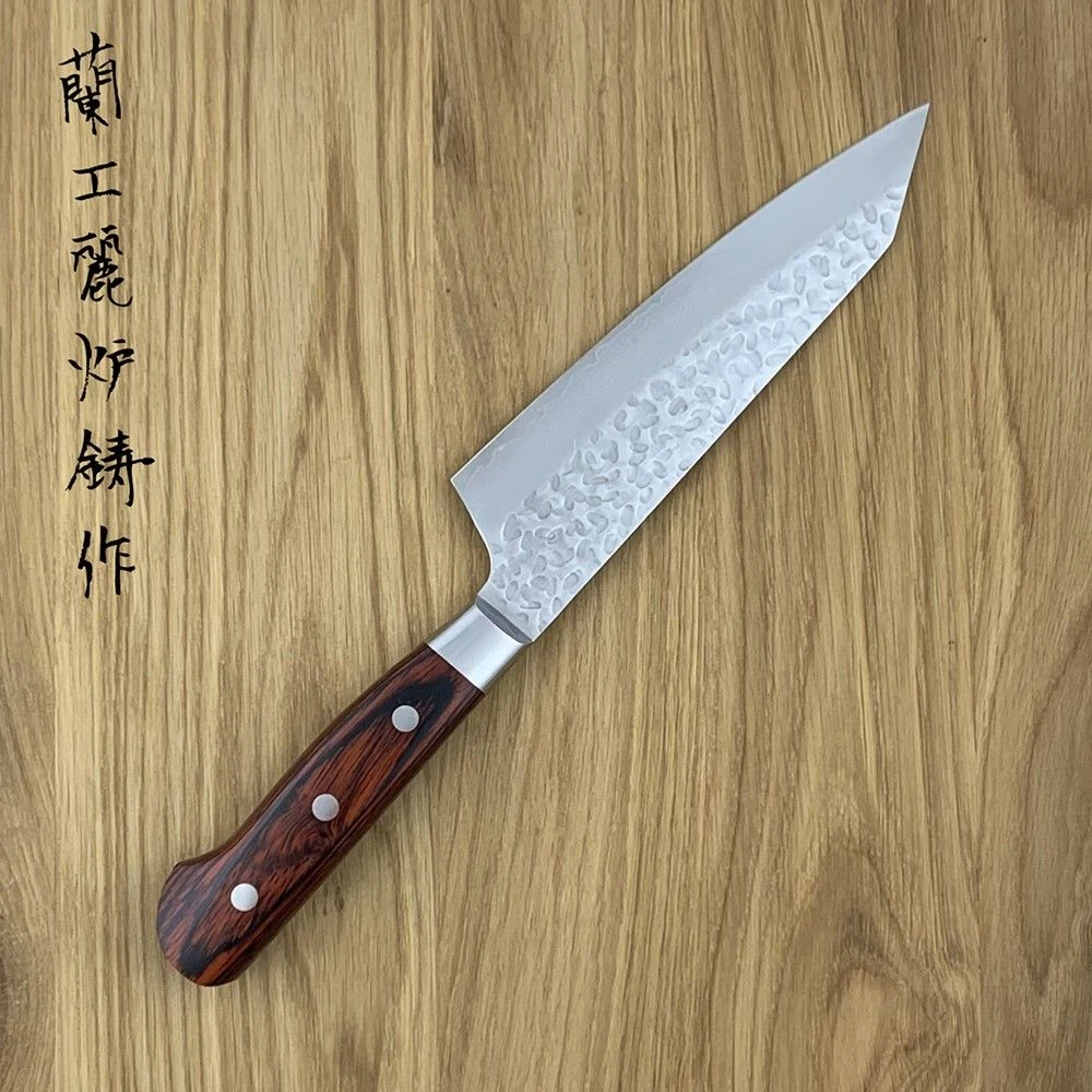 Sakai Takayuki 33-Layer VG10 Damascus Hammered Japanese 160mm Kengata-Santoku Knife 4 Sakai Takayuki 33-Layer VG10 Damascus Hammered Japanese 160mm Kengata-Santoku Knife - Image 2