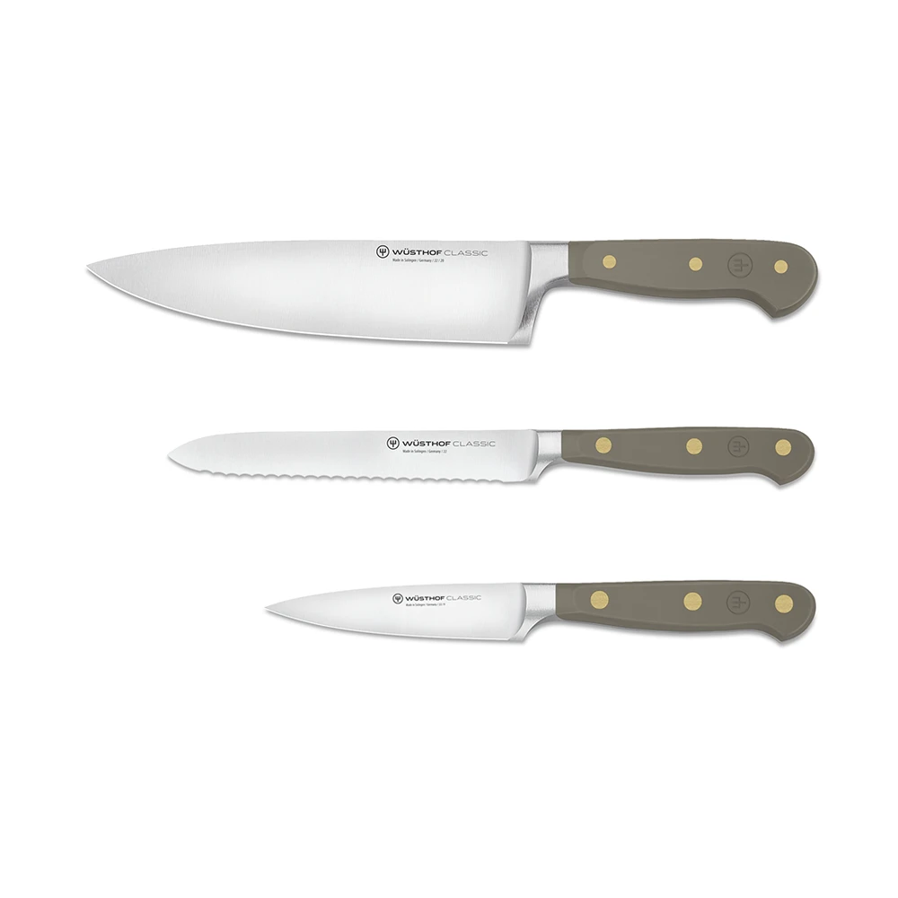 Wusthof Classic Colour Velvet Oyster 3 Piece Knife Set (WT1311760306) 3 Wusthof Classic Colour Velvet Oyster 3 Piece Knife Set (WT1311760306)